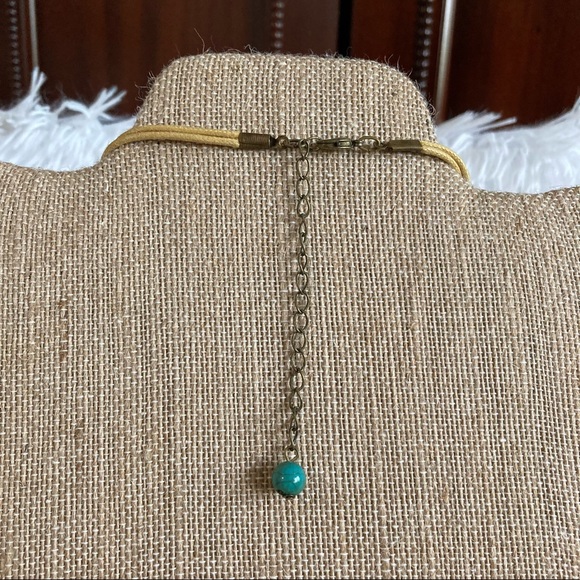 Bead Statement Necklace Gold and Teal - Picture 4 of 6